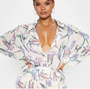 NWT PrettyLittleThing Floral Blouse ~ Size Plus 22